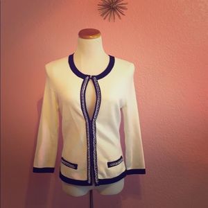 NWOT White + pearl & chain cardigan
